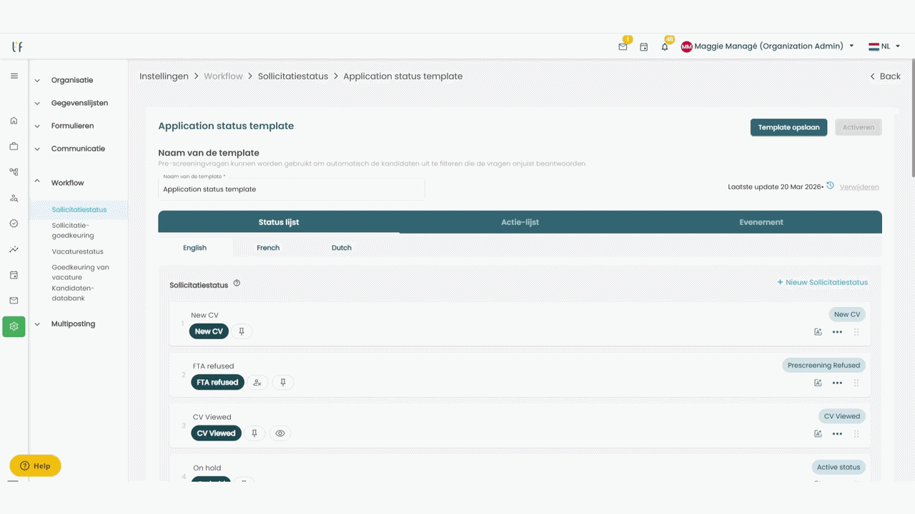 FAQ workflow actions NL