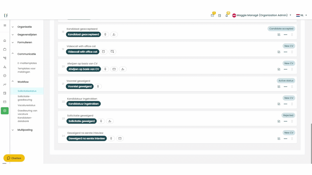 FAQ workflow group status NL